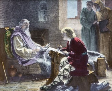 Venerable Bede Translating The Last Chapter Of The Bible St John.