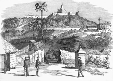 The Temporary Stockade At Martaban Burma, Burmese War.