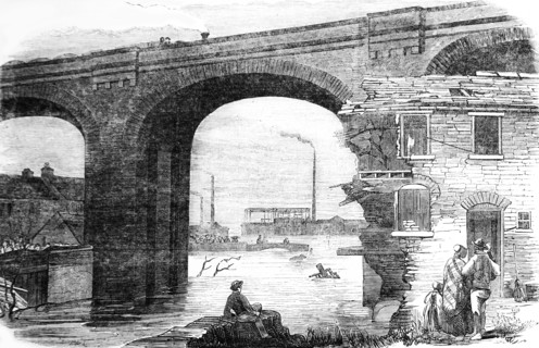 An Inundation Of Rain At Deritend Bridge Birmingham.