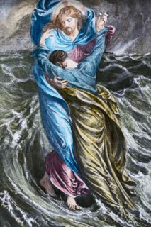 Jesus Walking On water, Peter Crying Save me Lord.
