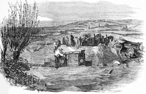 The Gloucester And Aberystwyth Mail Coach In The River Frome.