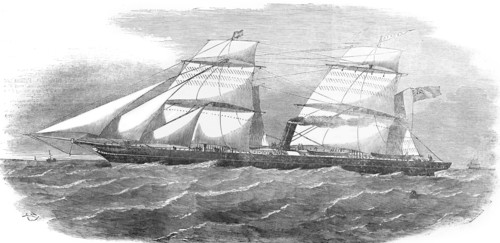 The new screw steamer Barwon at sea.