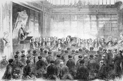 Dr Alderson Delivering The Harveian Oration In The Theatre Of The Royal College Of Physicians.