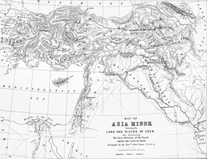 Map Of Asia Minor Showing Rivers Of Eden.
