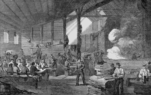 Schlesinger and Cos ammunition works at Northfleet, bullet casting.