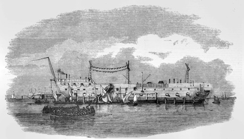 The hulk Blake at Spithead, river Solent.