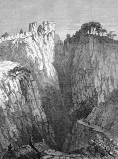 Peveril Castle And The Entrance To The Peak Cave.