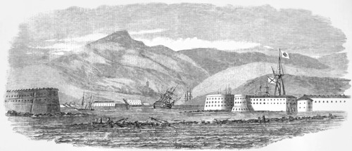 The sunken ships at the mouth of the harbour of Sebastopol.