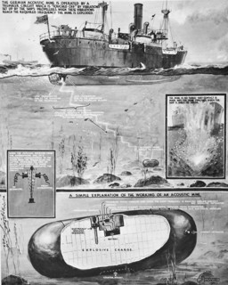 Operation of German accoustic mine by a trembler circuit.