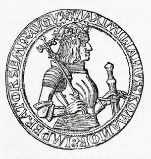 Coin commemorating the coronation of Maximilian I as Holy Roman Emperor in 1493.