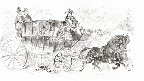 A 19th century horse drawn carriage.
