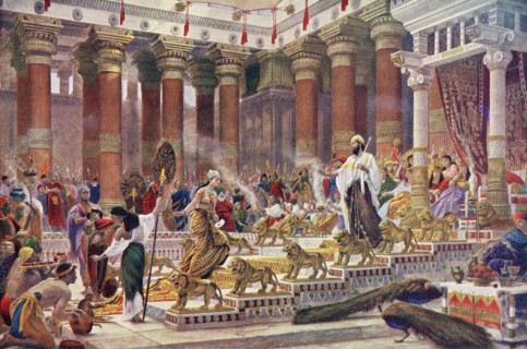 The visit of the Queen of Sheba to King Solomon.