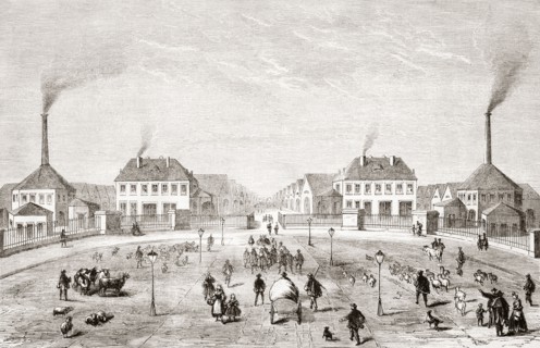 French slaughterhouses or abattoirs in the late 19th century.