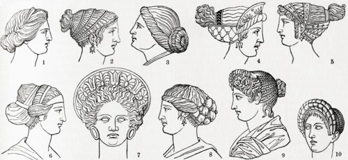 Numbers 1-8 Greek hairstyles.