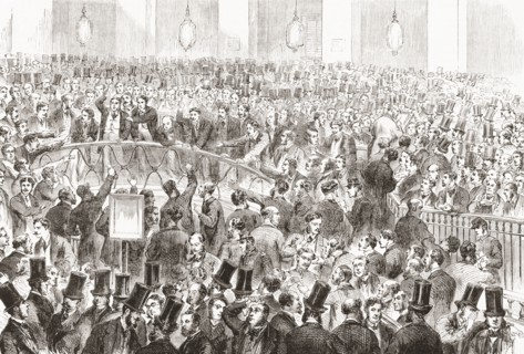Stockbrokers basket trading in the French Stock Exchange.
