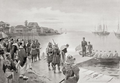 The landing of Admiral Perry in Tokio Harbour.