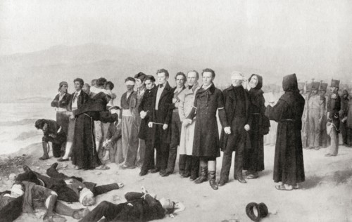 The execution of Jose Maria de Torrijos y Uriarte and his companions in Malaga.