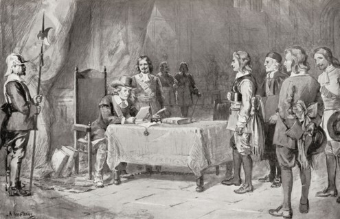 Swiss envoys appealing to Oliver Cromwell for help for the Waldenses aka Waldensians.
