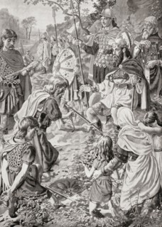 The defeat of Guthrum by Alfred the Great after the Battle of Edington in 878.