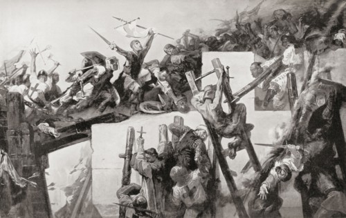 Godfrey de Bouillon at the Siege of Jerusalem in 1099 during the First Crusade.