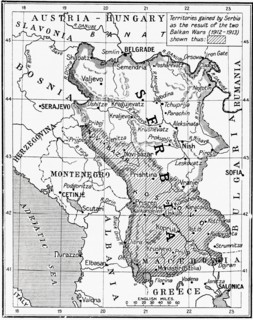 Map of Serbia at the start of WWI.