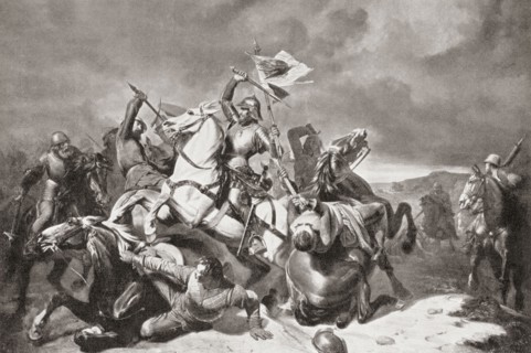 Albert III in a battle against the Nurembergers during The First Margrave War.