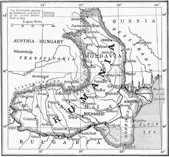Map of Romania at the outbreak of WWI.