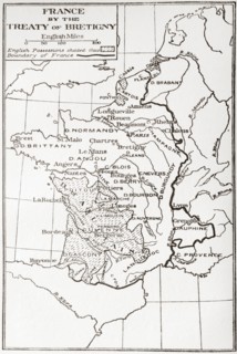 Map of France by the Treaty of Bretigny.