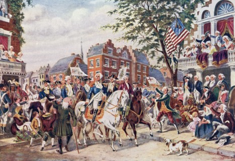 George Washinton enters New York.