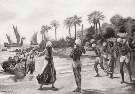 Arrival of the Jewish pilgrims exiled from Israel at Kochi aka Cochin on the south-west coast of India in 68 AD.