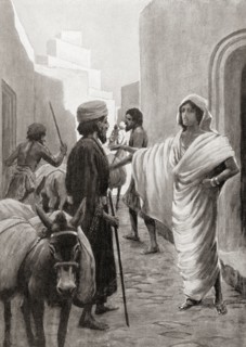 Babylonian votaress despatching a caravan for trade.