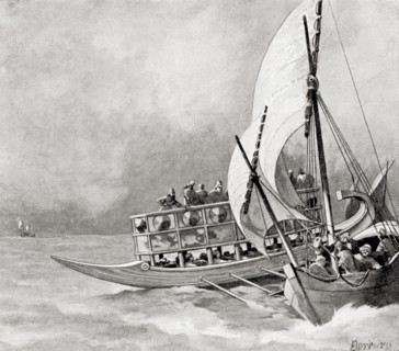 The capture, by Assyrians, of an Ionian pirate ship.