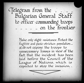 The Bulgarian general staff to officer commanding troops on the frontier.