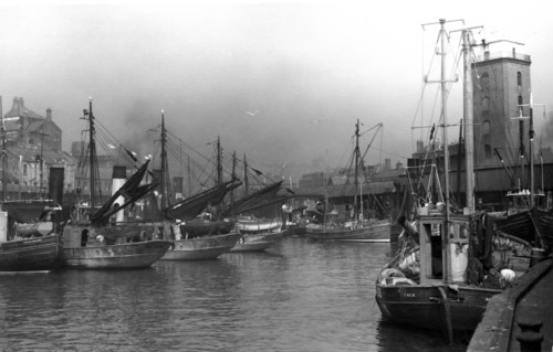 Fish Quay with fishing boats and buildings.