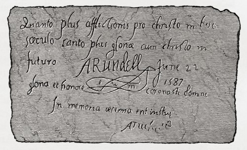 Ancient Latin inscription in the Beauchamp Tower.