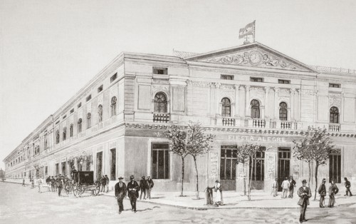 Exterior of the Fiesta Alegre Fronton court building.