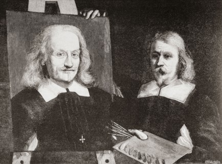 Il Guercino with his self portrait.