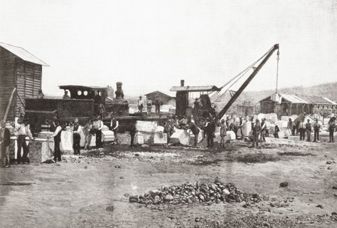 Workers carving the marble at the Marble Quarry.