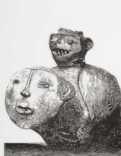 Ceramic figure of a quadruped with two human heads from Soacha.