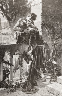 Romeo and Juliet on the balcony.