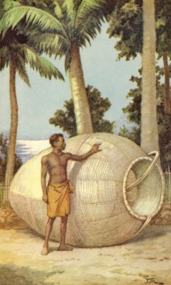 A native of Papua New Guinea with a fish trap.