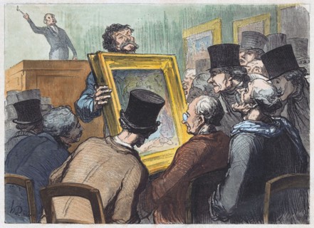 Lovers of painting at an auction at Hotel Bouillon.