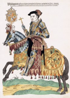 King Philip II of Spain on horseback.