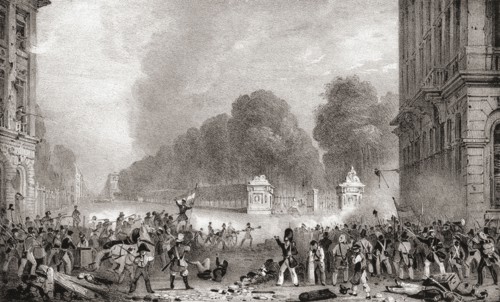 An incident on a barricade in the Place Royale facing the Parc de Bruxelles.