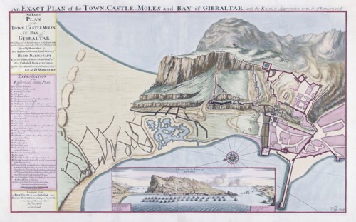 An Exact Plan of the Town Castle Moles and Bay of Gibraltar during the Twelfth Siege of Gibraltar.