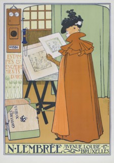 Poster dating from 1897 advertising the art and framing shop of N. Lembree in Brussels.