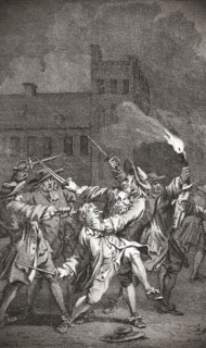 Johan de Witt defending himself against an attack during which he was wounded.