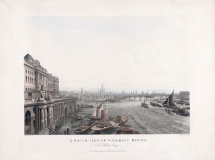 A south view of Somerset House from Waterloo Bridge.