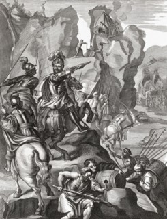 Hannibal and his army crossing the Alps.
