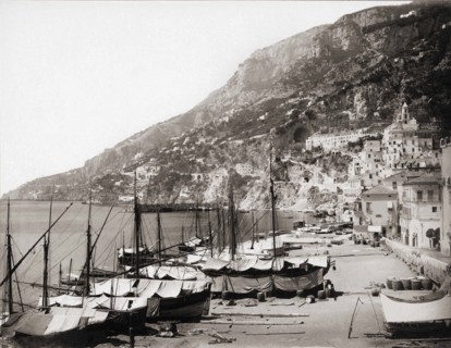 Amalfi harbour in the late 19th century.